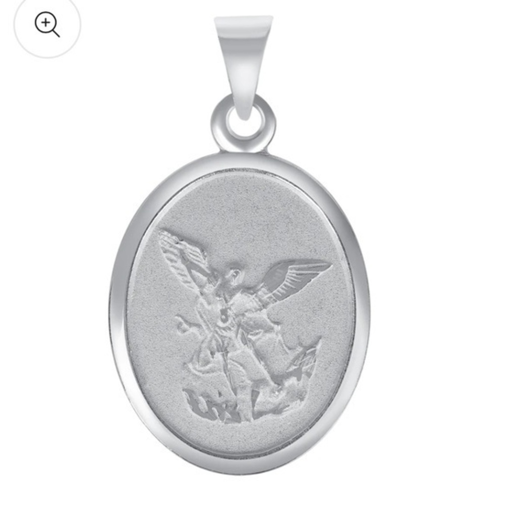 Silver 925 Saint Michael Oval Shape Pendant 25mm